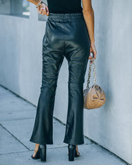 Vira High Rise Faux Leather Flare Pants - Black Ins Street