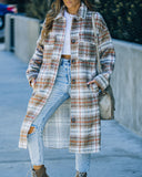 Wayland Pocketed Plaid Coat - Taupe Ins Street