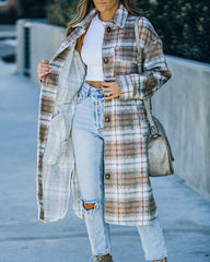 Wayland Pocketed Plaid Coat - Taupe Ins Street