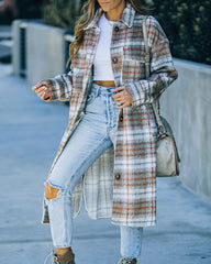 Wayland Pocketed Plaid Coat - Taupe Ins Street