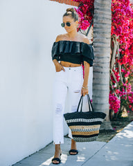 Linda Smocked Off The Shoulder Top - Black Ins Street