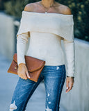 Meren Off The Shoulder Knit Sweater - Cream Ins Street