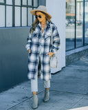 Maxine Pocketed Button Down Plaid Jacket - Navy Ins Street