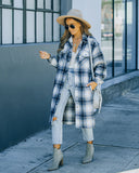 Maxine Pocketed Button Down Plaid Jacket - Navy Ins Street