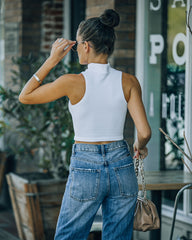 Louie Sleeveless Mock Neck Crop Top - White Ins Street