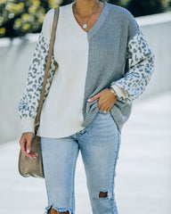 Change Of Heart Two-Tone Knit Leopard Sweater - Ivory/ Grey - FINAL SALE Ins Street