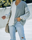 Change Of Heart Two-Tone Knit Leopard Sweater - Ivory/ Grey - FINAL SALE Ins Street