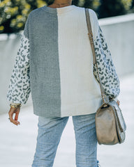 Change Of Heart Two-Tone Knit Leopard Sweater - Ivory/ Grey - FINAL SALE Ins Street