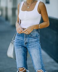 Selina Henley Crop Tank - White Ins Street