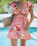 Alesha Linen Blend Pocketed Cutout Mini Dress OLIV-001