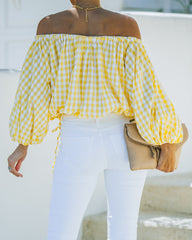 Saskia Gingham Off The Shoulder Blouse Ins Street