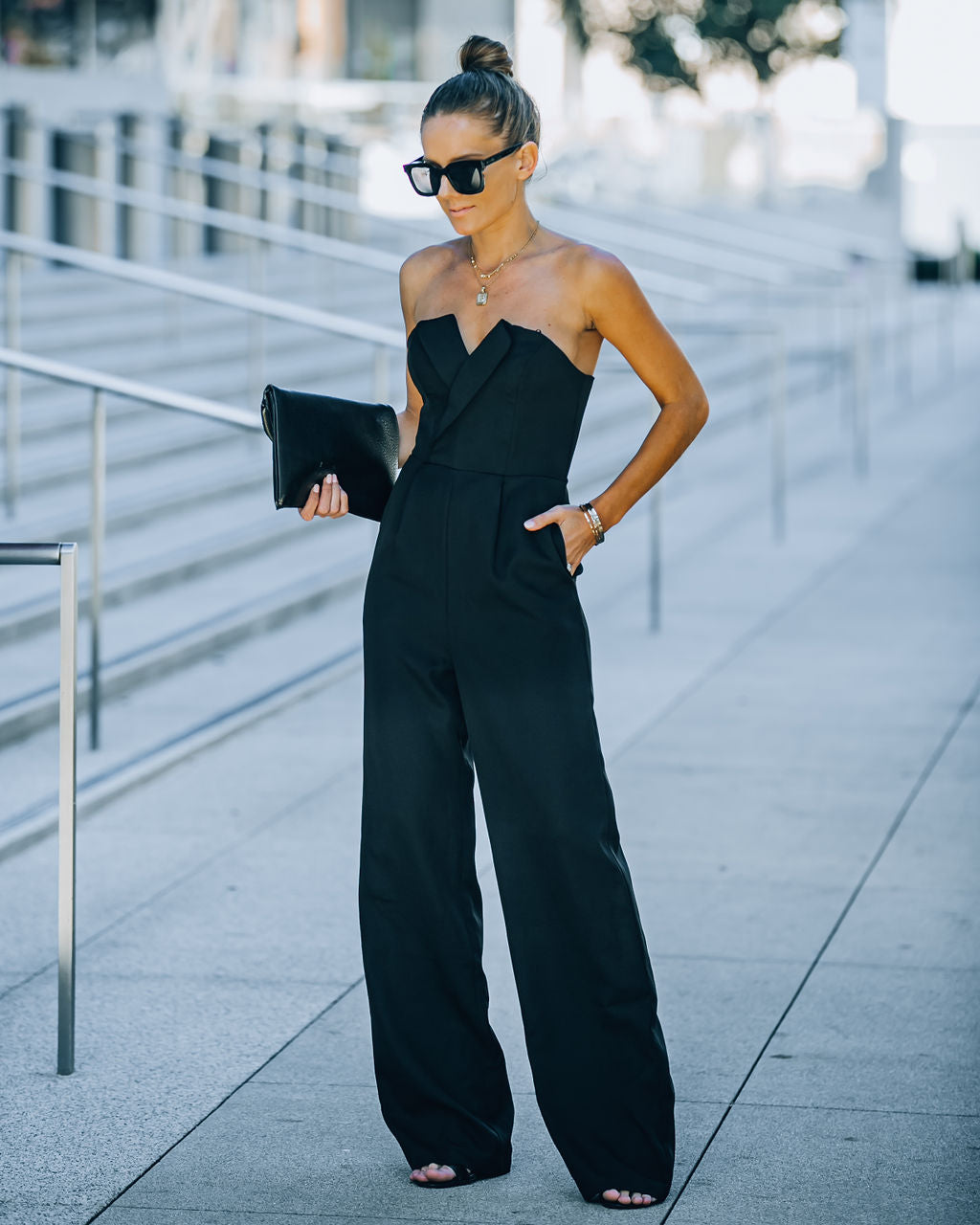 Celebrate Often Pocketed Strapless Jumpsuit - Black Ins Street