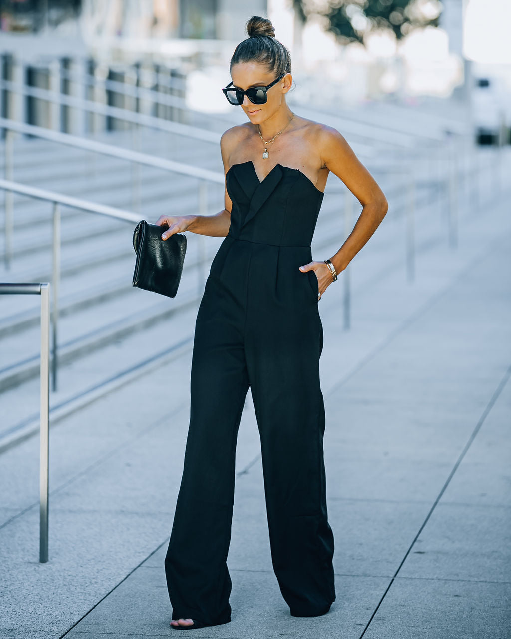 Celebrate Often Pocketed Strapless Jumpsuit - Black Ins Street