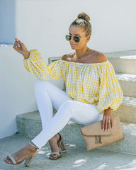 Saskia Gingham Off The Shoulder Blouse Ins Street