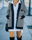 Hansel Pocketed Knit Houndstooth Cardigan Ins Street