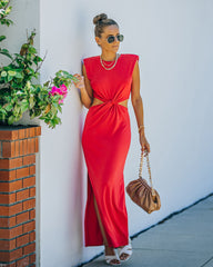 Sweet Escape Cutout Twist Knit Maxi Dress - Red Ins Street