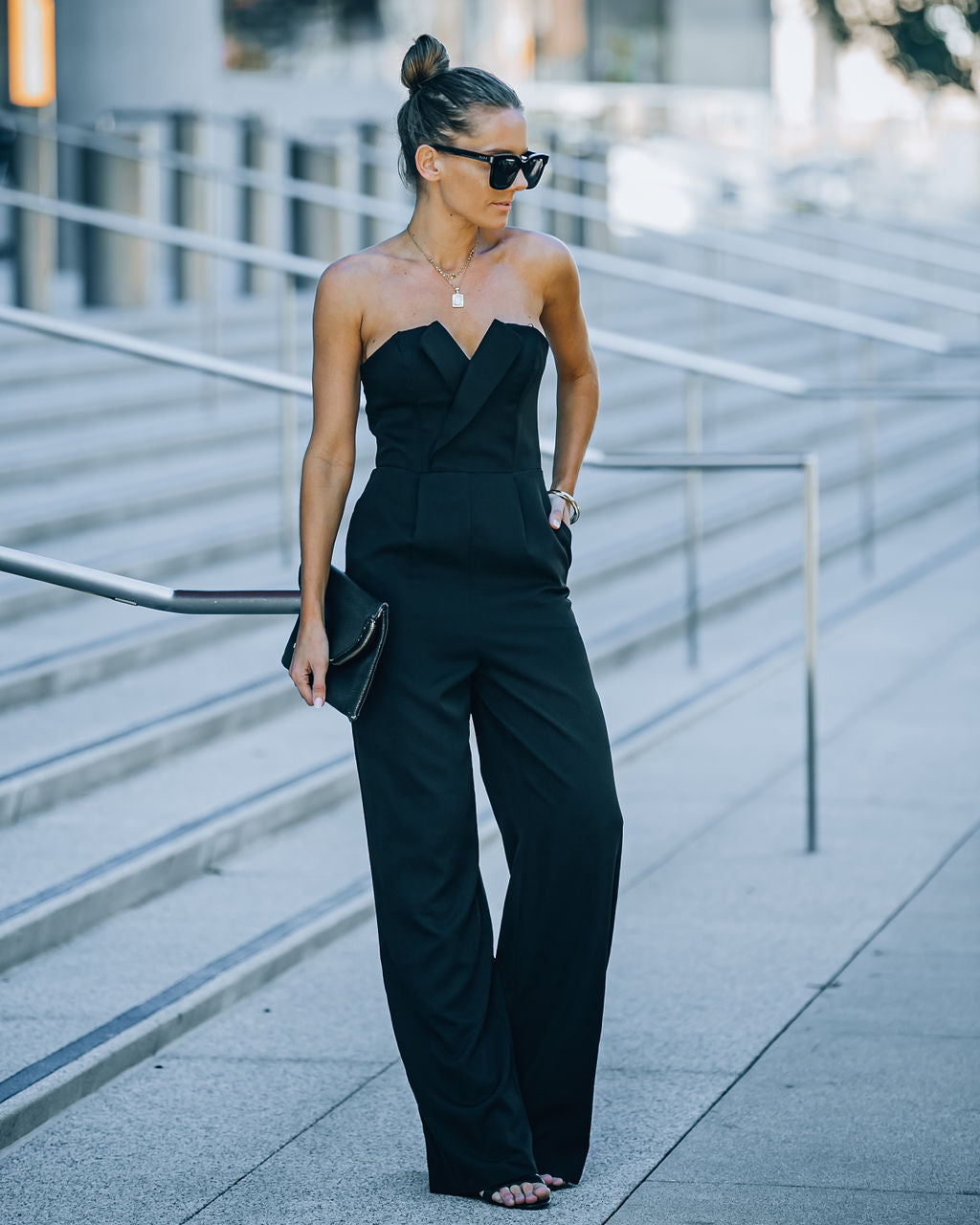 Celebrate Often Pocketed Strapless Jumpsuit - Black Ins Street