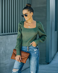 Ford Square Neck Knit Sweater - Fern Green Ins Street