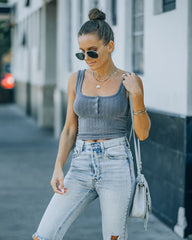 Selina Henley Crop Tank - Grey Ins Street