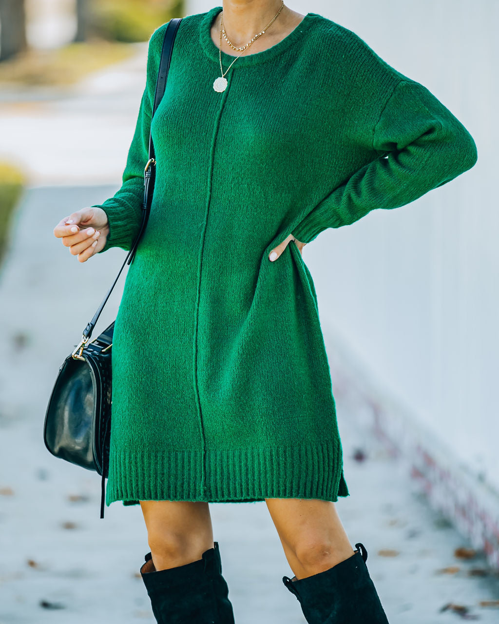 Smoky Mountain Sweater Dress - Green Ins Street