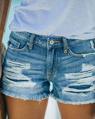 Caiden Mid Rise Distressed Denim Shorts Ins Street