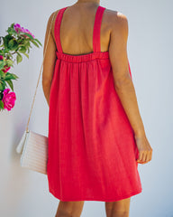 Hot Fun Linen Blend Halter Dress - Hot Pink Ins Street