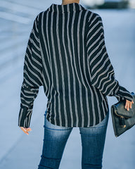 Xara Striped Button Down Blouse - Black Ins Street