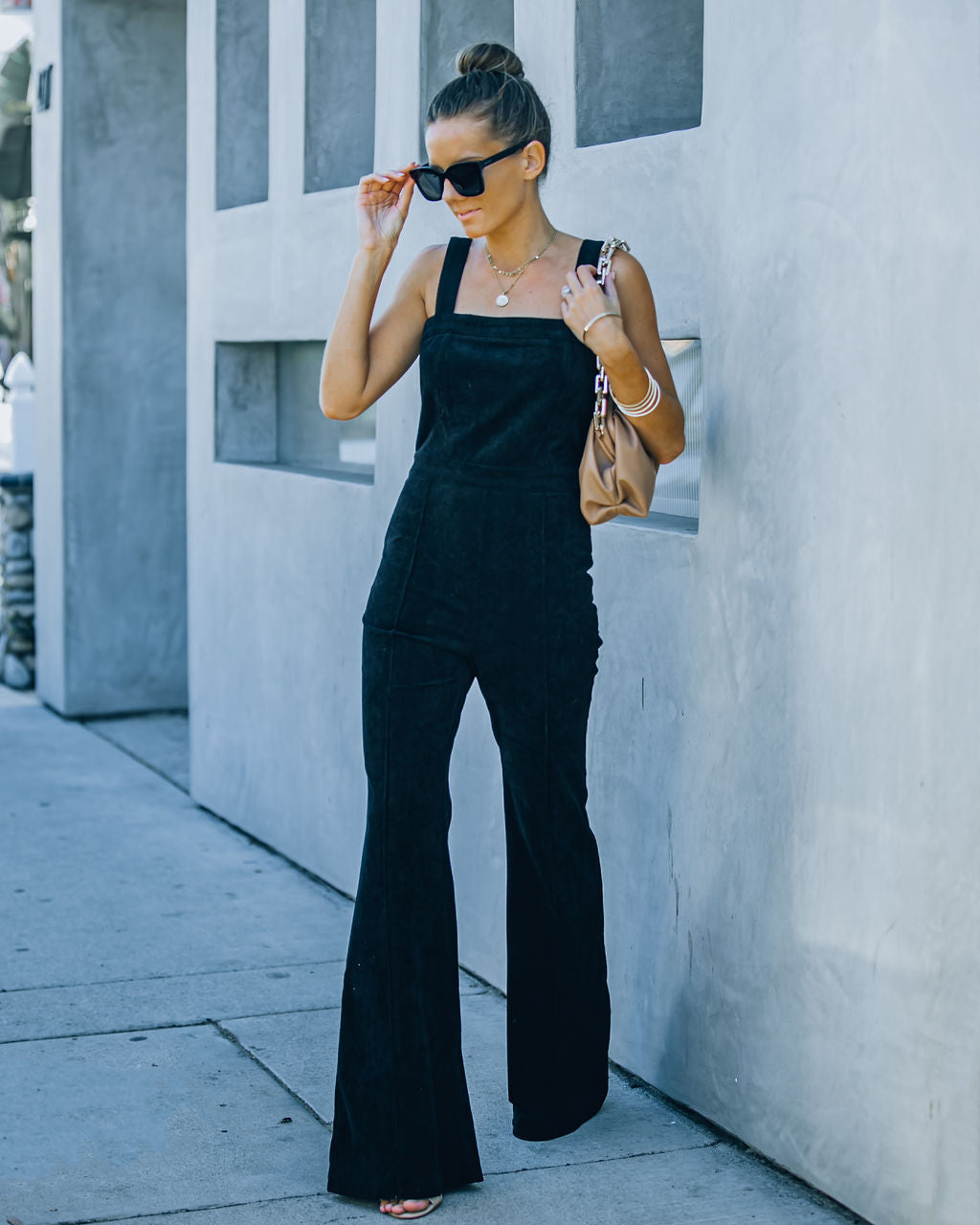 Remi Corduroy Flare Jumpsuit - Black Ins Street