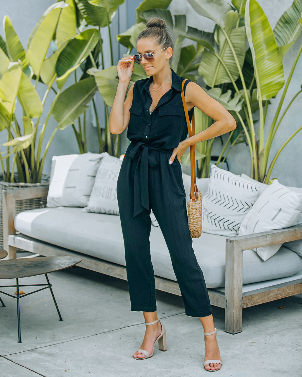 Brixton Linen Blend Button Down Jumpsuit Ins Street