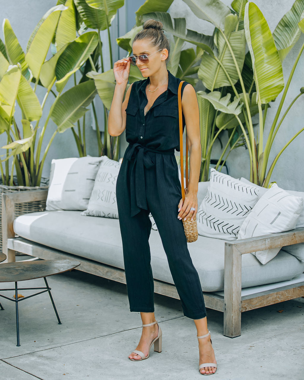 Brixton Linen Blend Button Down Jumpsuit Ins Street