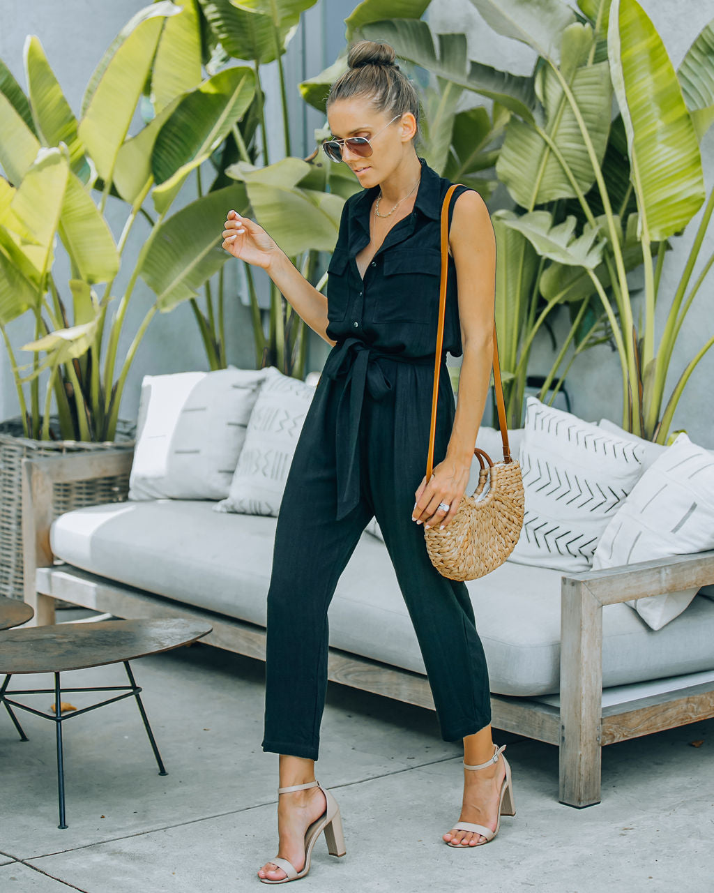 Brixton Linen Blend Button Down Jumpsuit Ins Street