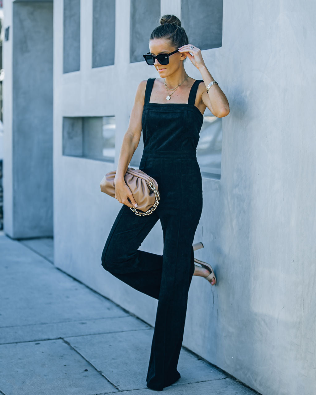 Remi Corduroy Flare Jumpsuit - Black Ins Street