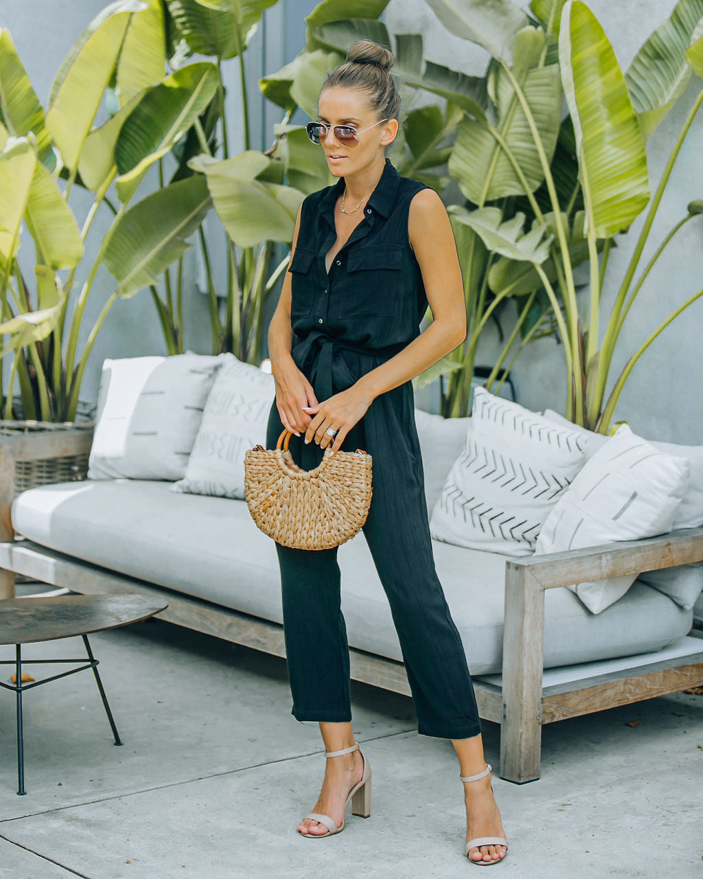 Brixton Linen Blend Button Down Jumpsuit Ins Street