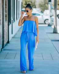 Bright + Breezy Pocketed Strapless Jumpsuit - Clean Blue Ins Street