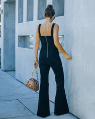 Remi Corduroy Flare Jumpsuit - Black Ins Street