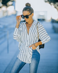 Xara Striped Button Down Blouse - White Ins Street