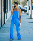 Bright + Breezy Pocketed Strapless Jumpsuit - Clean Blue Ins Street