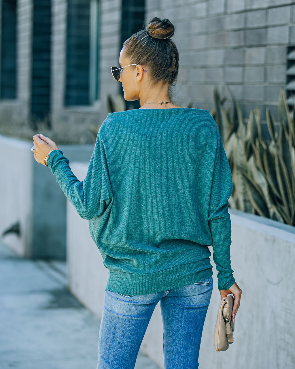 Grateful Dolman Knit Top - Dusty Teal Ins Street