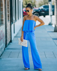 Bright + Breezy Pocketed Strapless Jumpsuit - Clean Blue Ins Street