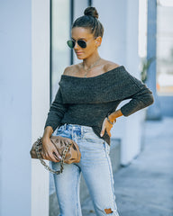 Meren Off The Shoulder Knit Sweater - Brown Ins Street