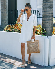 Lakeshore Linen Blend Puff Sleeve Dress - Ivory Ins Street