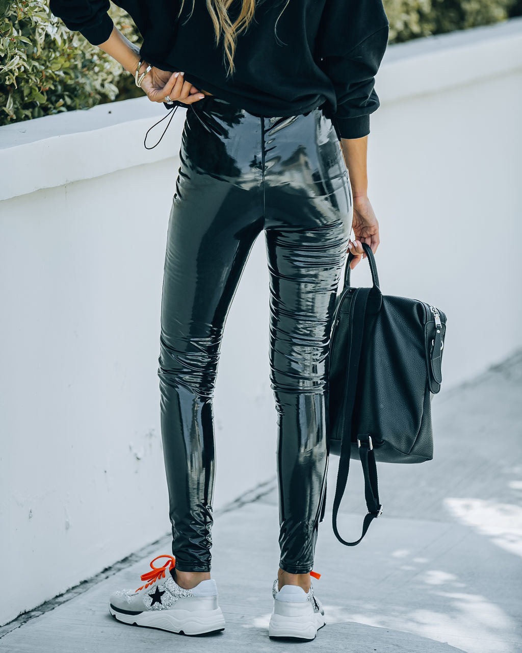 Glossy Faux Leather Legging Ins Street