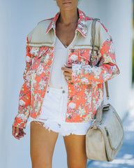 Jazlene Cotton Pocketed Floral Jacket - Salmon - FINAL SALE Ins Street