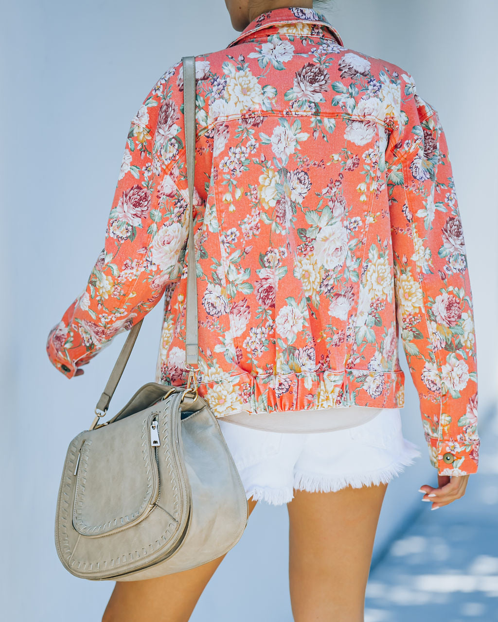 Jazlene Cotton Pocketed Floral Jacket - Salmon - FINAL SALE Ins Street