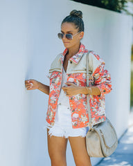 Jazlene Cotton Pocketed Floral Jacket - Salmon - FINAL SALE Ins Street