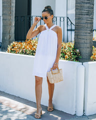 Hot Fun Linen Blend Halter Dress - Off White Ins Street