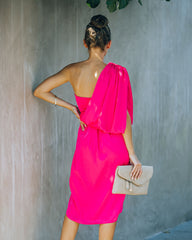 Brava Satin One Shoulder Drape Dress - Paradise Pink - FINAL SALE Insstreet