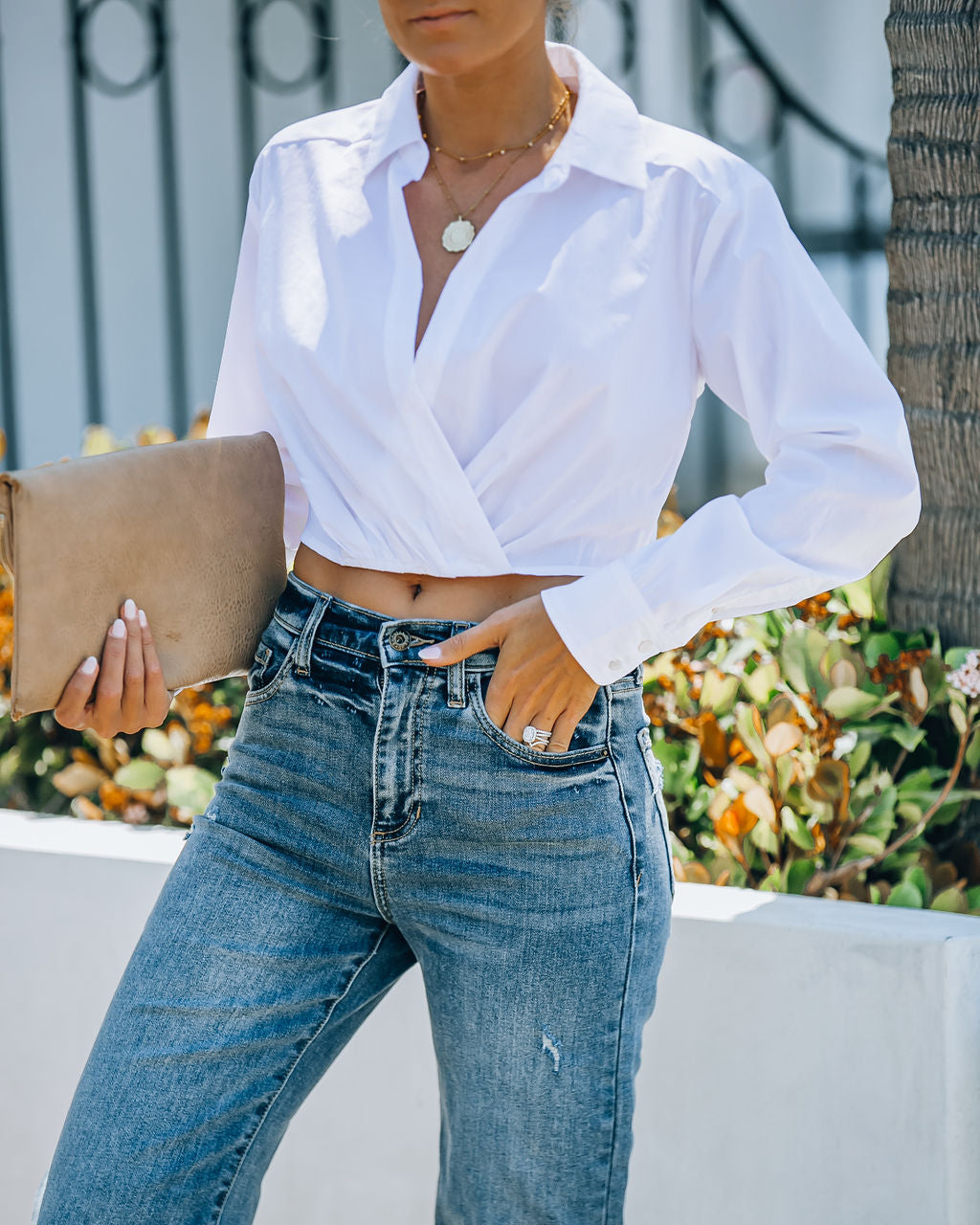 Suave Cotton Blend Collared Crop Top - FINAL SALE Ins Street