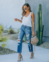 Effy Mid Rise Distressed Boyfriend Denim Ins Street