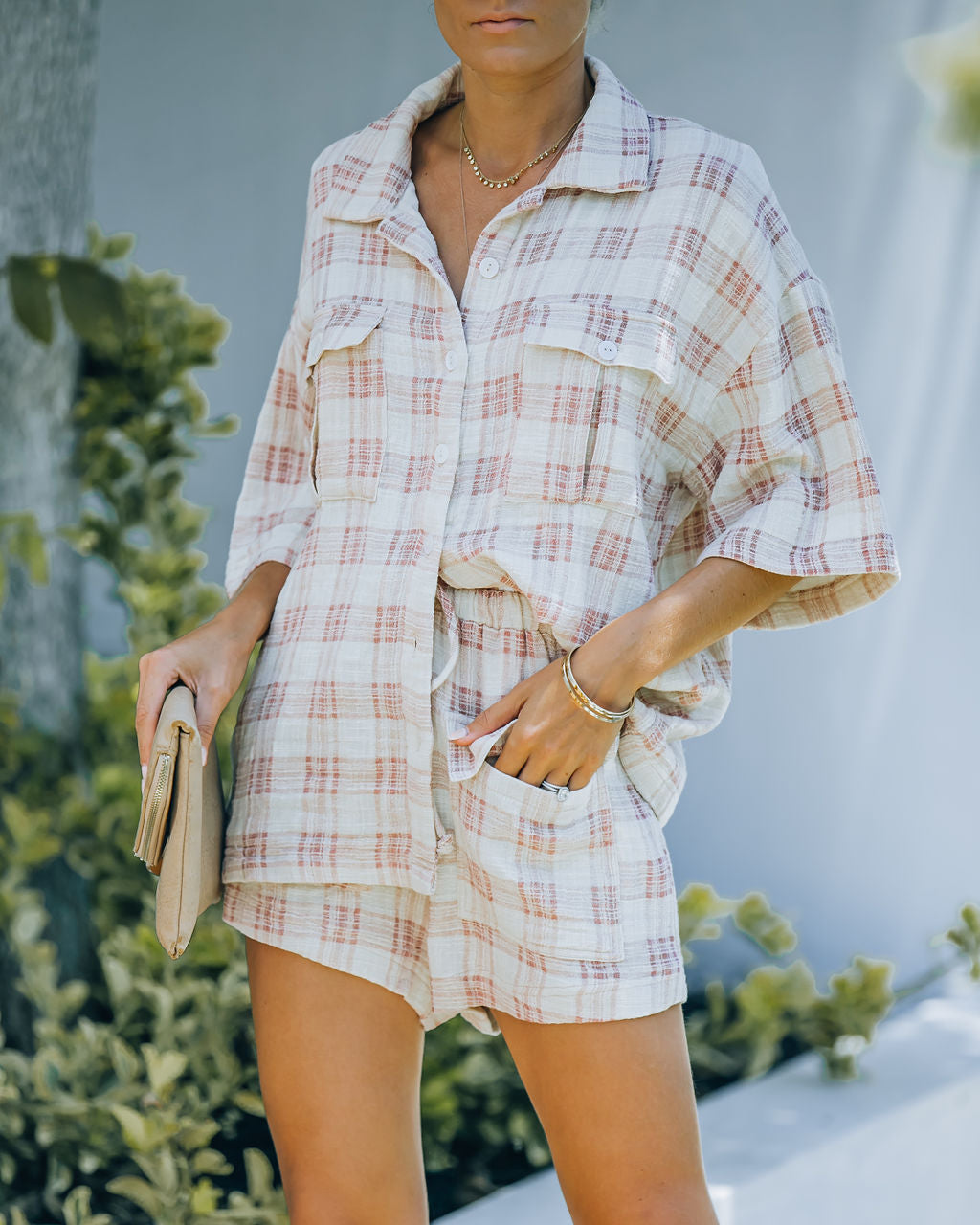 Lamar Cotton Plaid Button Down Top Ins Street